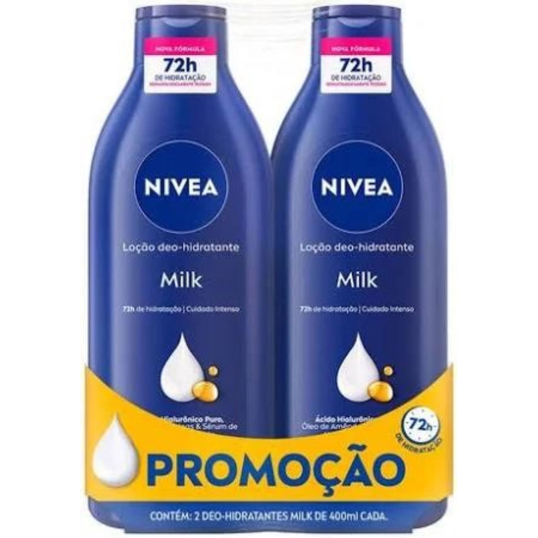 Kit Hidratante Corporal Pele Seca Nivea Milk 2 Unidades 400ml cada